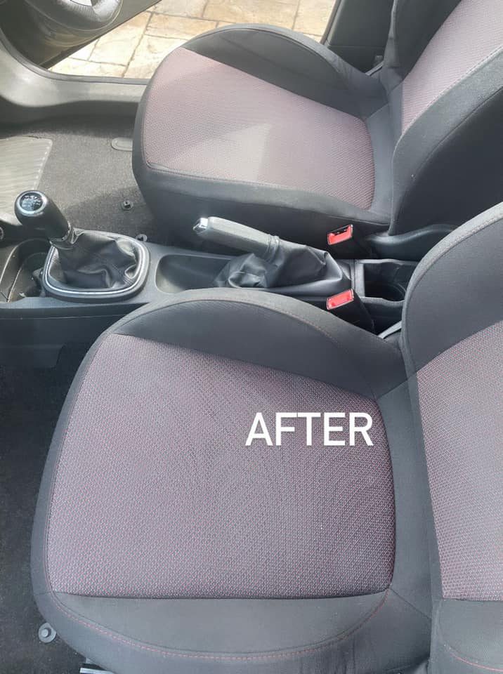 Car interior fabric seats freshly cleaned